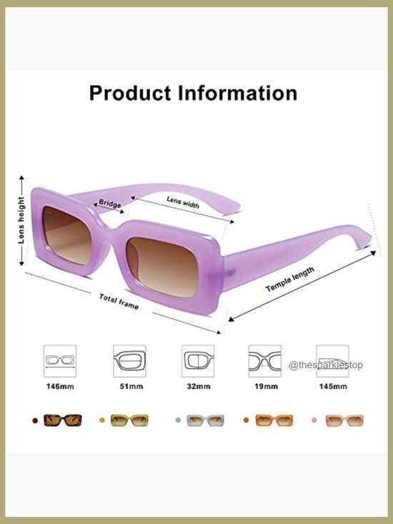 Retro Rectangle Sunglasses, Chunky Plastic Frames, UV400 Protection main image 4